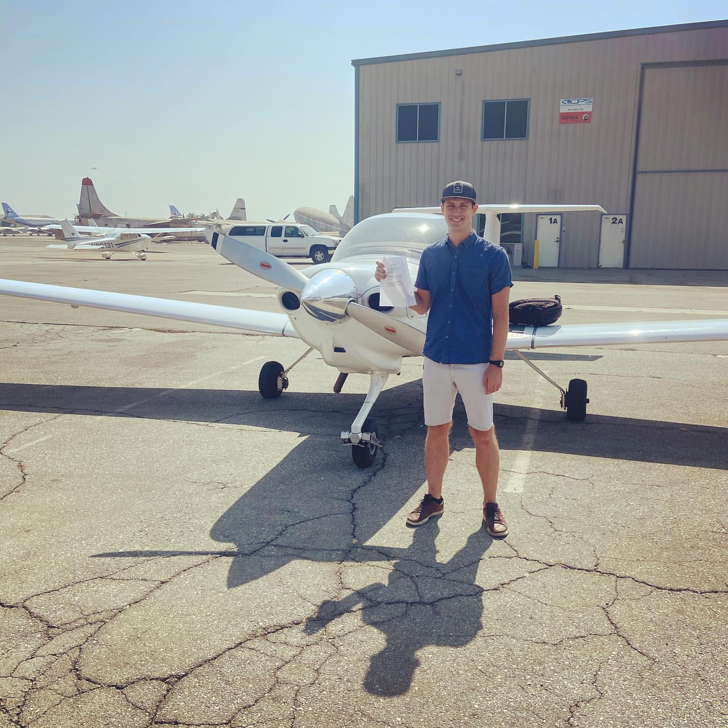 Justin after earning his private pilot license